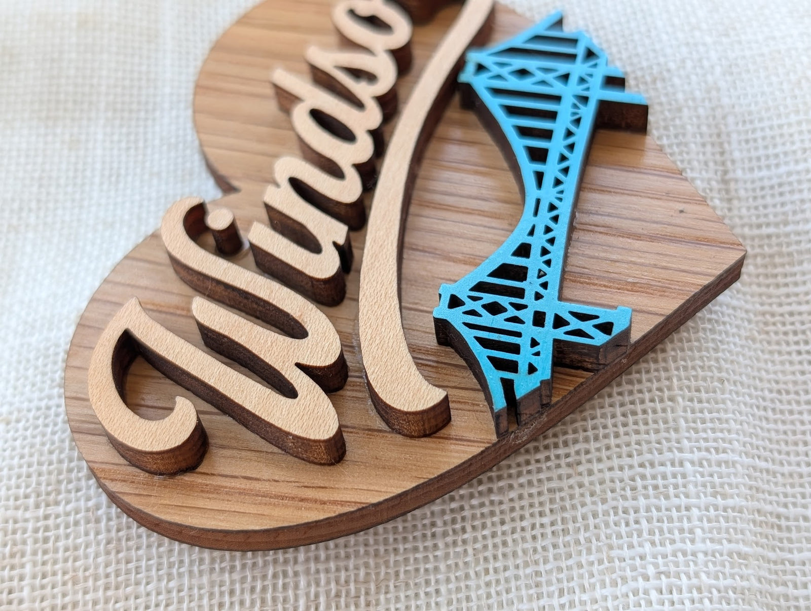 Custom City Name Magnet - 3D Wood - Made in Canada