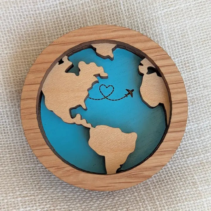 Travel Globe Magnet - Earth Souvenir Magnet, Airplane